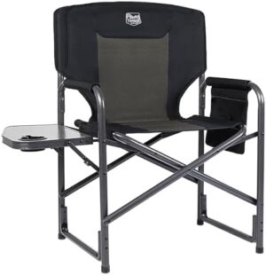 TIMBER RIDGE Lightweight Oversized Camping Chair, Portable Aluminum Directors Chair with Side Table for Outdoor Camping, Lawn, Picnic and Fishing, Supports 400lbs (Black) Ideal Gift