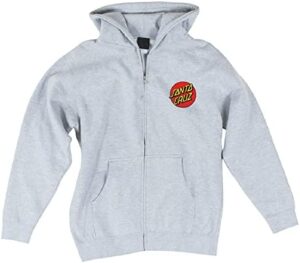 SANTA CRUZ Youth Zip Up Hooded Sweatshirt Classic Dot Youth Skate Zip Up Sweatshirt