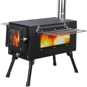 Preself Hot Tent Stove, Large Side Window, Winter Wood Burning Stove for Heating Cooking Camping Hunting (XL)