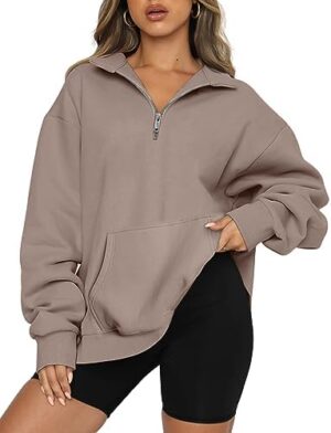 Trendy Queen Womens Zip Up Hoodies Oversized Sweatshirts Preppy Clothes Fall Teen Girls Outfits Fashion Crewneck Pullover