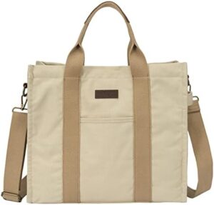 VASCHY Canvas Tote bag, Casual Reusable Work Totes for Women Teachers with Zippers Pockets Crossbody Shoulder Bag Purse