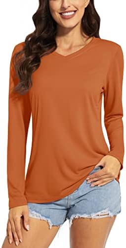 TACVASEN Women's UPF 50+ Sun Protection V Neck Long Sleeve Tops Quick Dry Hiking Running Workout T-Shirts