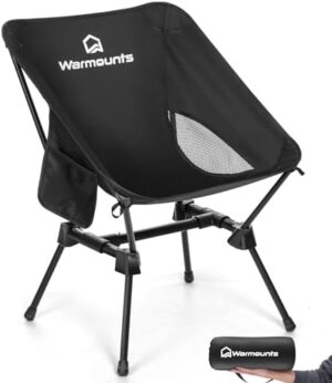 Ultralight Camping Chair Backpacking, Compact Folding Camp Chair w/Side Pocket, Portable Camping Chair w/Storage Bag for Hiking, Travel, Beach, Fishing, Support 400lbs, 1Pack