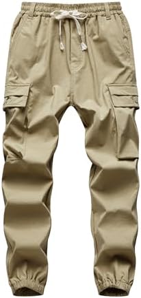 Boy's Cargo Joggers Pants Youth Quick Dry Hiking Lightweight Pants for Sports Outdoor Sweatpants with Zipper Pockets