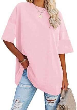 Oversized T Shirts for Women Loose Fit Crewneck Short Sleeve Tops Summer Casual Blouse Y2K 2024 Basic Tees