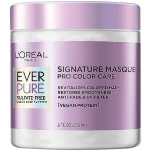 L'Oreal Paris Hair Mask for Color Treated Hair, EverPure Sulfate Free Signature Masque Pro Color Care, 8 fl oz, Vegan Formula, Paraben Free, Dye Free, Gluten Free