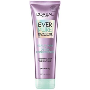 L'Oreal Paris EverPure Scalp Care + Detox Sulfate Free Conditioner for Color-Treated Hair, Invigorates Scalp and Renews Hydration, Menthol and Neem Leaf Extract, 8.5 Ounces