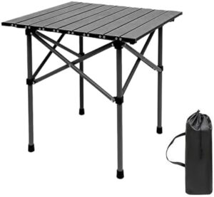 Compact Camping Table Folding Camp Side Table Portable Roll up Aluminum Table with Carry Bag Lightweight Foldable Small Camp Table for Indoor Outdoor Picnic Backyard BBQ