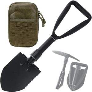 Urby Compact Foldable Shovel Survival Tool for Camping, Hiking and Outdoor. High Strength Tactical E Tool Shovel Military Style for Offroad, Truck, Car Emergency and Recovery (ACU Bag)