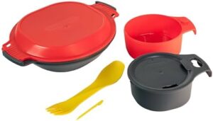 humangear GoKit Deluxe: 7-Tool Lightweight Camping Mess Kit with Portable Insulated Cup, Camping Plate, Bowl, Utensil, and Toothpick - Ideal On-The-Go Camping Solution