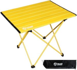 YELLOW JACKET Medium Folding Camping Table Portable Beach Table for Sand Lightweight Camp Side Table with Carry Bag for Outdoor Cooking,Picnics,Travel,Ultralight Aluminum Table