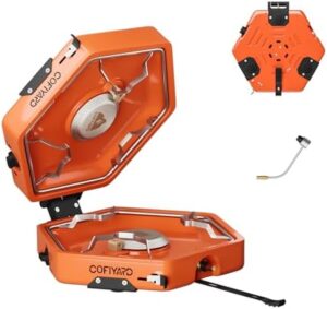 Propane 2 Burner Camping Stove with Carrying Bag, Portable Folding Gas Stove for Camping, Backpacking Camp Stove for Outdoor Cooking, With 17,000 BTU Adjustable Burners for BBQ, Tailgating