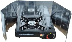 Campy Pro Outdoor Stove Windscreen, 12 Plates Aluminum Camping Stove Windshield with Carrying bag, Lightweight Butane Burner Windshield