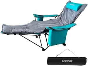 Reclining Camping Chair 4 Position with Foot Rest Comfortable for Adults 265Ibs Folding Lounger Mesh Beach Chair with Cooler Bag,Cotton Cushion and Cup Holder for Outdoor Patio