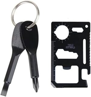 2Pcs Multitool Screwdriver Set, Wallet Credit Card Multitool Card Portable Mini Screwdriver- Outdoor Cord Cutter Bottle Opener Protractor Ruler