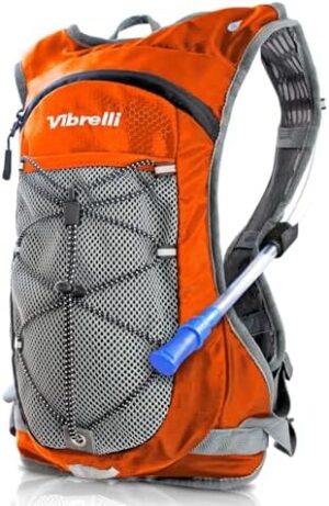 Vibrelli Hydration Pack & 2L Hydration Water Bladder - High Flow Bite Valve - Hydration Backpack with Storage - Lightweight Running Backpack