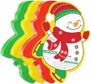 HiYZ Kids Ice Packs, Long-Lasting Ice Packs for Lunch Boxes, Slim & Reusable Icepacks Cooler Ideal for School, Parties, Travel, Multicolored (Snowman-3 PACK)