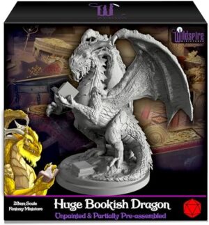 Fantasy Bookish Dragon for DND Miniatures Huge 6" for D&D Dragon Miniature 28-32mm Bulk Dungeons and Dragons Miniatures DND Dragon Mini Tabletop Miniatures & DND Figures DND Dragon Figure