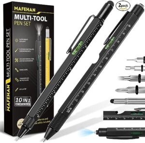 Father's Day Gifts from Daughter Son Wife, 9 in 1 Multitool Pen, Gifts for Men Who Have Everything, Unique Gifts for Dad from Daughter Son, Dad Gifts for Him, Husband, Grandpa, Boyfriend - All Black