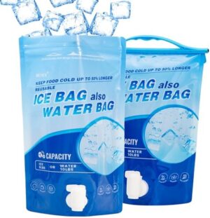 2PCS Reusable Ice Bags, Large Leakproof Ice Bath Bags, Drop in Cubed Ice,Long Lasting Instant Cooler,Bathtub Ice Baths at Home,Also Keeping 10lb Ice Water for Camping, Hiking, Party. (Large/Set of 2)