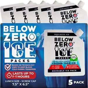 Below Zero Reusable Ice Packs for Lunch Box and Cooler Bags – Patent Pending Coldest and Longest Lasting Technology, 8+ Hour Cooling Ice Gel Pack - Size 7.5"x6.5"