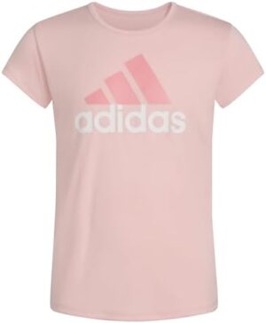 adidas Girls' Short Sleeve Aeroready Poly Scoop Neck Tee T-Shirt