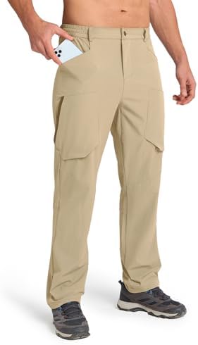 Men's Hiking Stretch Pants Lightweight Work Pants Waterproof Tactical Ripstop Cargo Pants