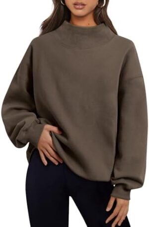 Trendy Queen Womens Oversized Sweatshirts Turtleneck Pullover Long Sleeve Hoodies Tops Fall Outfits 2024 Clothes