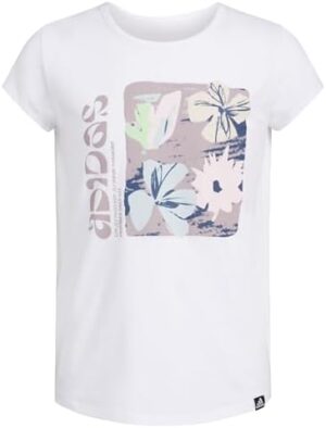 adidas girls Short Sleeve Cotton Scoop Neck Tee T-shirt