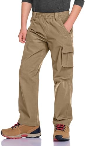 CQR Kids Youth Hiking Cargo Pants, Outdoor Camping Pants, UPF 50+ Quick Dry Regular Pants