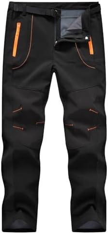 TBMPOY Men's Snow Ski Hiking Pants Waterproof Winter Fleece Lined Pants Camping Skiing Ice Fishing Pants with Belt