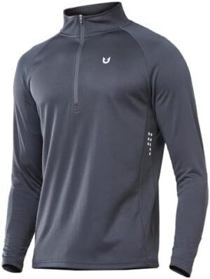 NORTHYARD Men's Running Shirt Long Sleeve Quarter Zip Pullover Quick Dry Athletic Workout Shirts