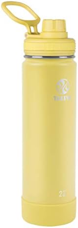 Takeya Actives 22 oz Vacuum Insulated Stainless Steel Water Bottle with Spout Lid, Premium Quality, Canary