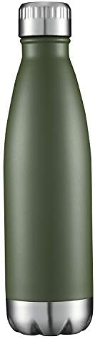 HASLE OUTFITTERS 17oz Stainless Steel Water Bottles, Vacuum Insulated Water Bottles Double Walled Powder Coated Reusable Metal Sports Water Bottles Keep Drinks Hot and Cold, ArmyGreen, 1Pack