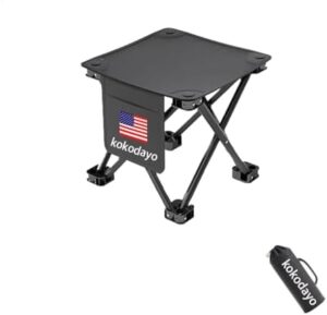 Camping Stool, 13 Inch Portable Folding Stool for Outdoor Walking Hiking Fishing 600Lbs Capacity with Carry Bag, Black