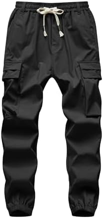 Boy's Cargo Joggers Pants Youth Quick Dry Hiking Lightweight Pants for Sports Outdoor Sweatpants with Zipper Pockets