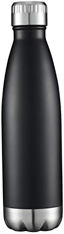 HASLE OUTFITTERS 17oz Stainless Steel Water Bottles, Vacuum Insulated Water Bottles Double Walled Reusable Metal Sports Water Bottles Keep Drinks Hot and Cold, Black, 1Pack