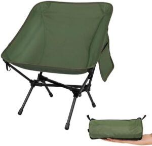 Ultralight Camping Chair, Portable Folding Backpacking Chair, Compact Camping Chair with Carry Bag for Outdoor Camp Hiking Backpack Beach Travel (Green)