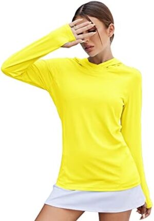 LUYAA Women's UPF 50+ Sun Protection Hoodie Breathable Stretch Hiking Shirts Long Sleeve for Running Outdoor Workout