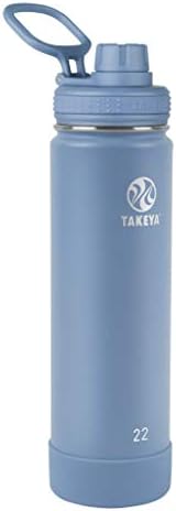 Takeya Actives 22 oz Vacuum Insulated Stainless Steel Water Bottle with Spout Lid, Premium Quality, Bluestone