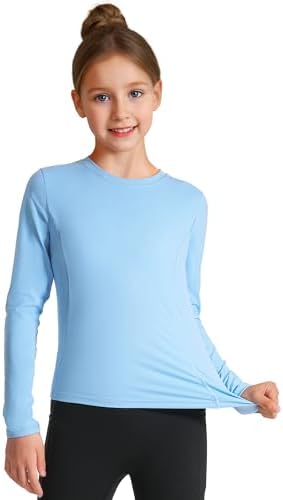 HASMES Girls Long Sleeve Athletic Shirts Active Quick Dry Lightweight Clothes Kids Teens Sports Tees Yoga Basic Tops