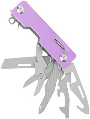 FantastiCAR 10 in 1 Multi-tool, EDC Folding Pocket Knife with SIM Card Removal Pin for Daily Needs, Outdoor Activities, Christmas Gifts (Purple)