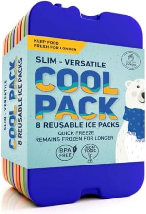 Healthy Packers Ice Pack for Lunch Box - Freezer Packs - Original Cool Pack | Slim & Long-Lasting Reusable Ice Packs for Lunch Bags and Cooler Bag