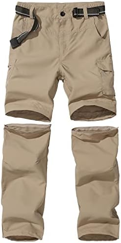 Boy’s Convertible Hiking Pants Lightweight Quick Dry Zip Off Pants for Kids Youth Outdoor UPF 50+ Casual Cargo Trousers