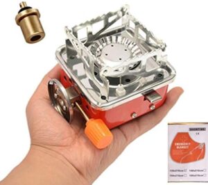 Camping Stove, Backpacking Stove, Foldable, Portable, Lightweight, Piezo Ignition, Single Burner Adjustable, Premium Mini Powerful and Stable Camp Stove for Hiking Picnic, 1+2+1+1pcs