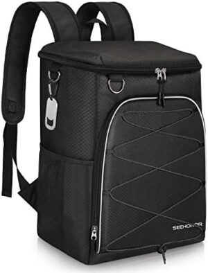 SEEHONOR Insulated Cooler Backpack Leakproof Soft Cooler Bag Lightweight Backpack Cooler for Lunch Picnic Fishing Hiking Camping Park Beach, 25 Cans