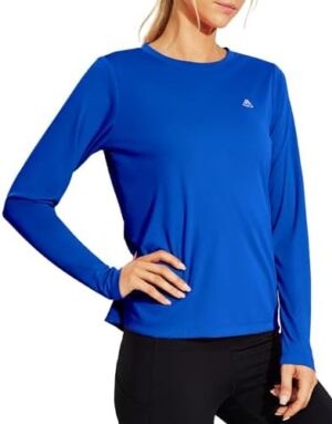 Haimont Women’s Long Sleeve Sun Protection Shirts UPF50+ Dry Fit Athletic Running Hiking Tshirts Lightweight UV Tee SPF