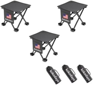 Camping Stool, 13 Inch Portable Folding Stool for Outdoor Walking Hiking Fishing 600Lbs Capacity with Carry Bag, Black (3)