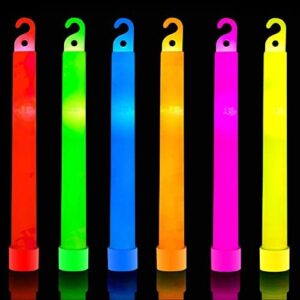 32 PCS Ultra Bright 6 Inch Glow Sticks - Emergency Bright Chem Glow Sticks with 12 Hour Duration - Camping, Hiking Glow Stick Lights - for Parties and Kids Activities - Blackout Or Storm Ready Use