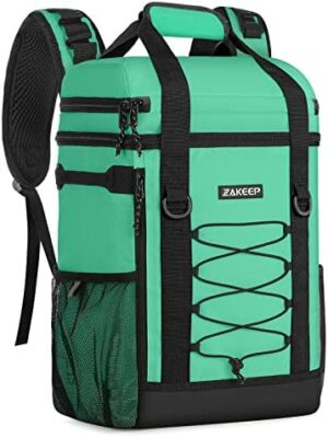 Cooler Backpack,36 Can Leakproof Backpack Cooler,Insulated Soft Cooler Bag,Camping Cooler,Beach Cooler, Multifunctional Ice Chest with Padded Top Handle,Mesh Pocket for Camping BBQ (Mint Green)